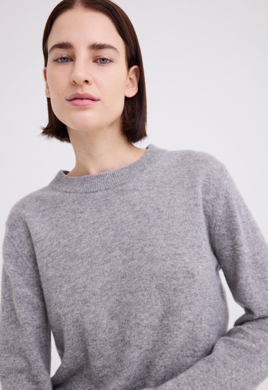 Jac + Jack Peter Cashmere Sweater - Mid Grey Marle